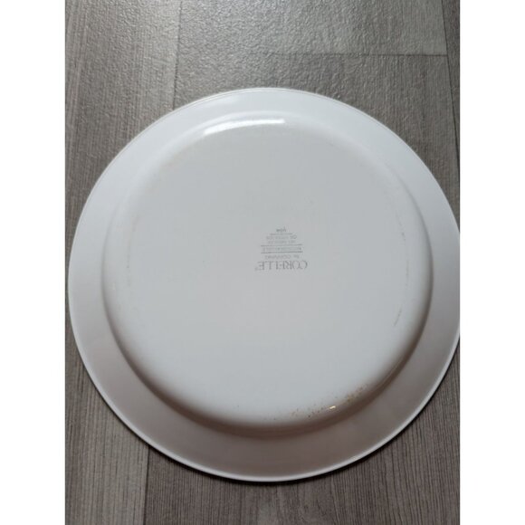 Corelle Dinner Plate 10.25" White Shadow Iris Pattern Green Trim Vintage - Picture 4 of 4